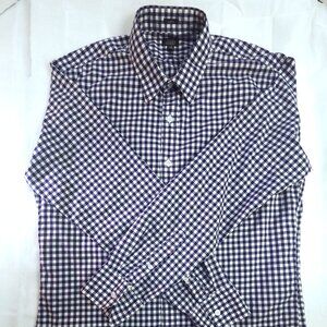 J. Crew Long Sleeve Slim Fit Blue & White Checkered Button Up Men's Size Large